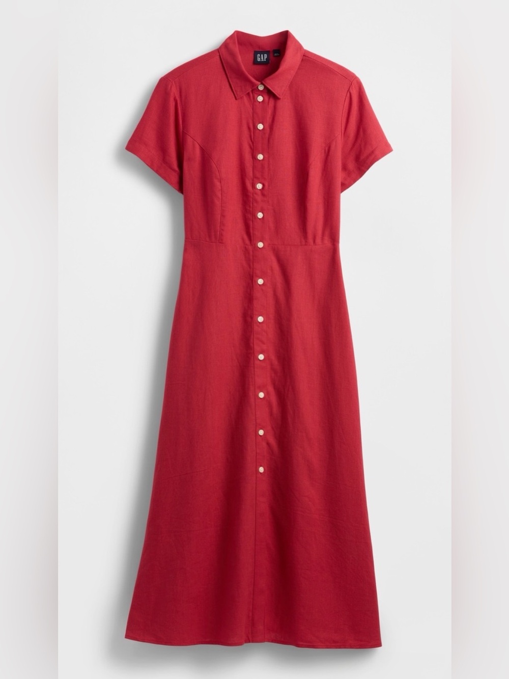 NWT GAP linen blend midi shirt dress. Size M. Spring 2026. - Picture 4 of 5